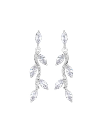 Jon Richard Silver Plated Pave Wave Leaf Drop Earrings