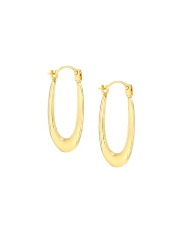 9ct Gold Polished Oval Creole Earrings