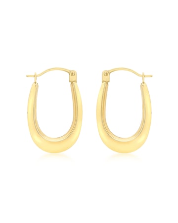 9ct Gold Polished Oval Creole Earrings