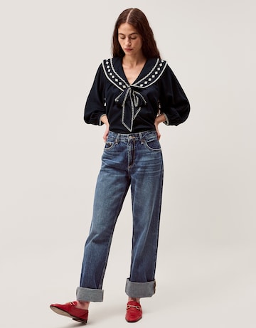 Monsoon Lola Embroidered Collar Top