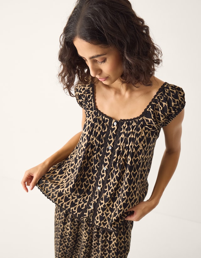 Monsoon Arti Print Button Top