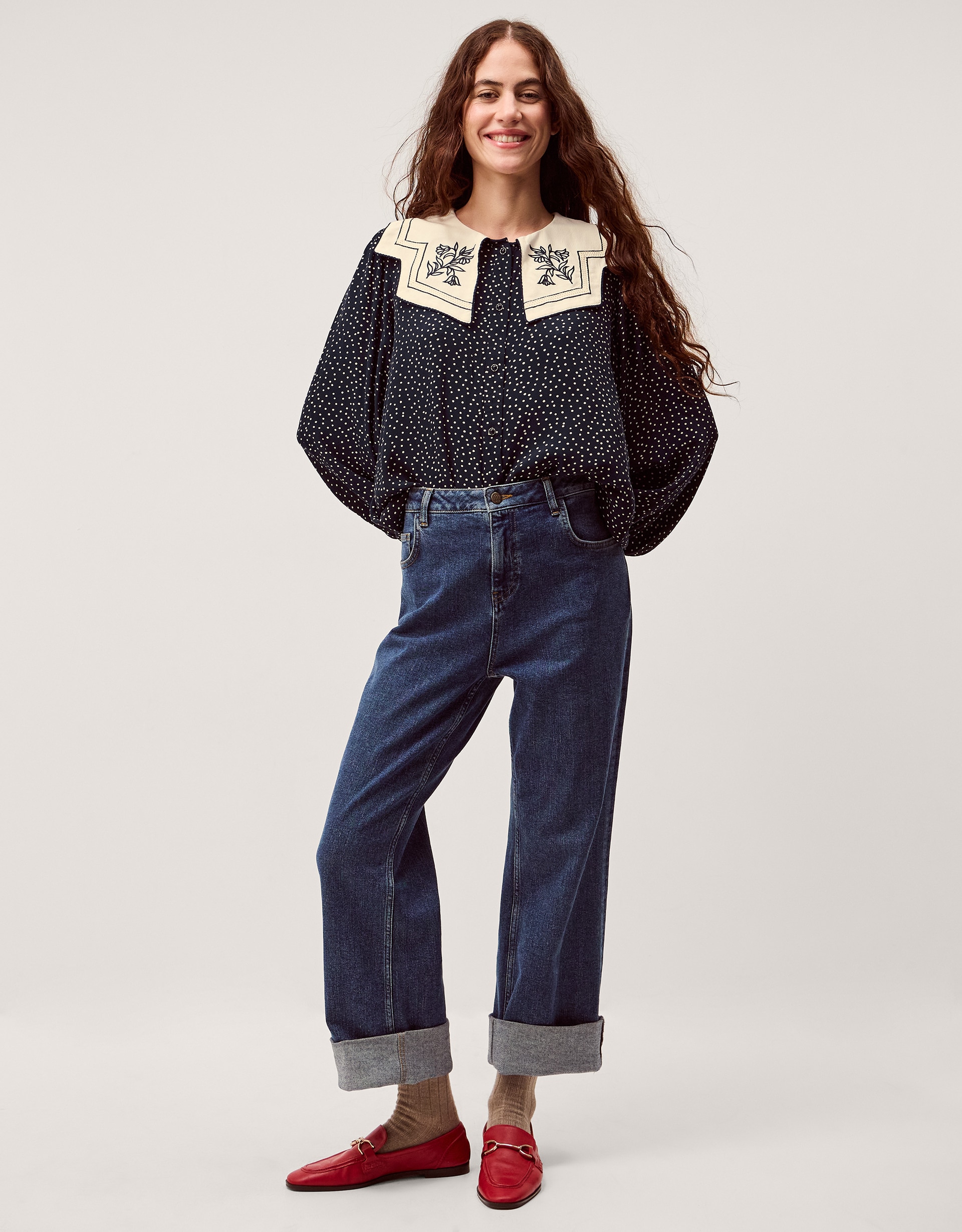 New In - Monsoon Ivy Embroidered Collar Blouse