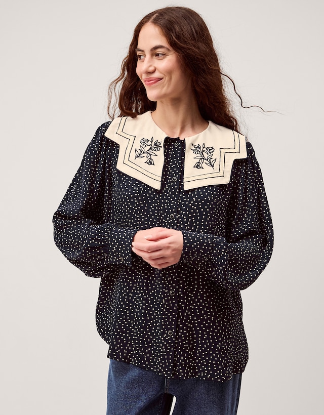 Monsoon Ivy Embroidered Collar Blouse