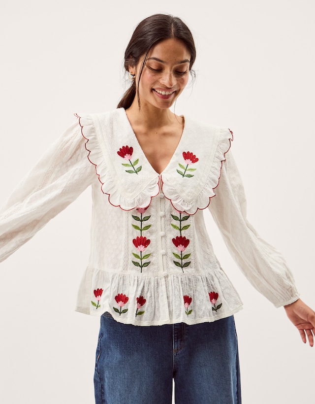 Monsoon Talia Tulip Scallop Collar Top