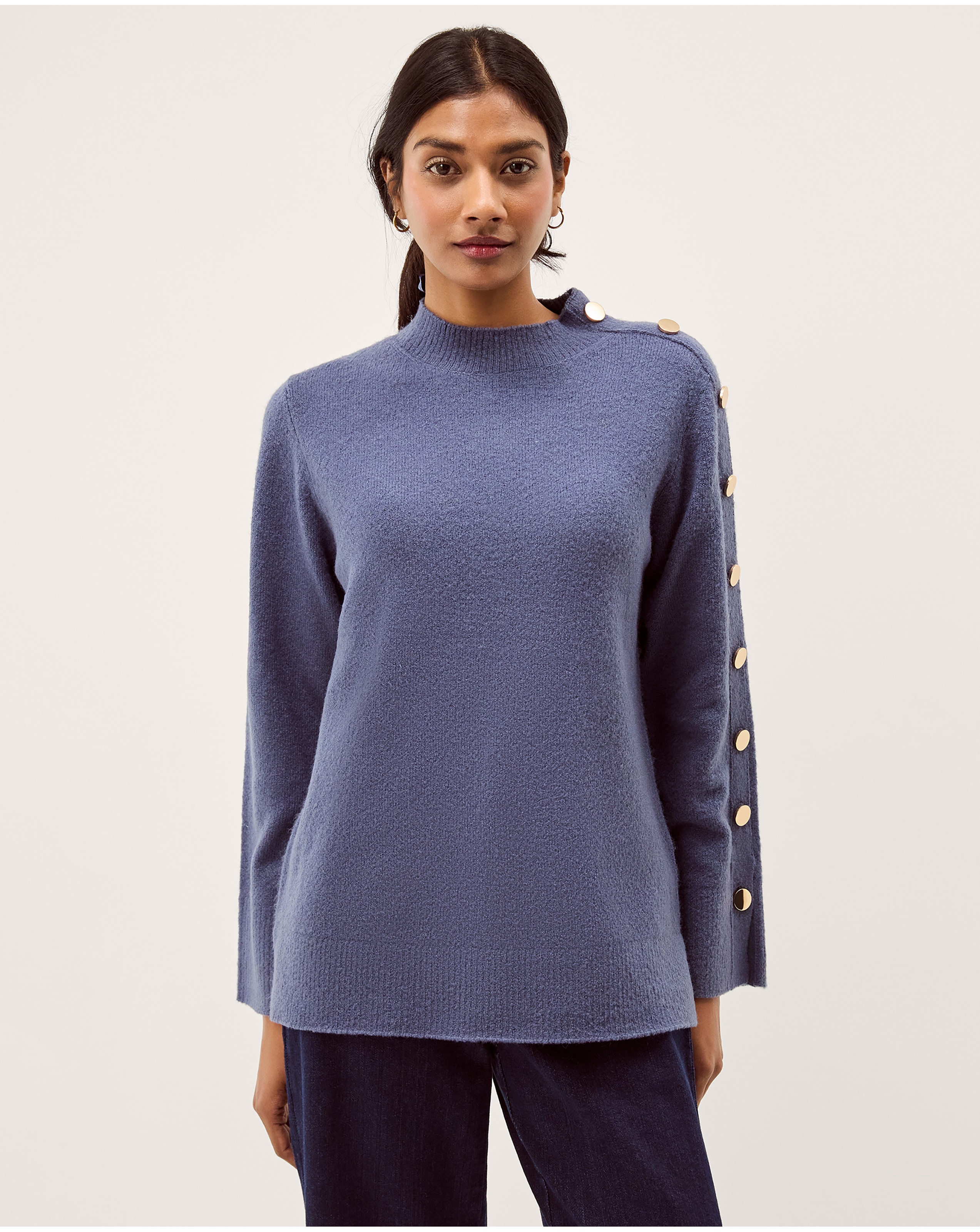 New In - Monsoon Breda Funnel Neck Button Jumper