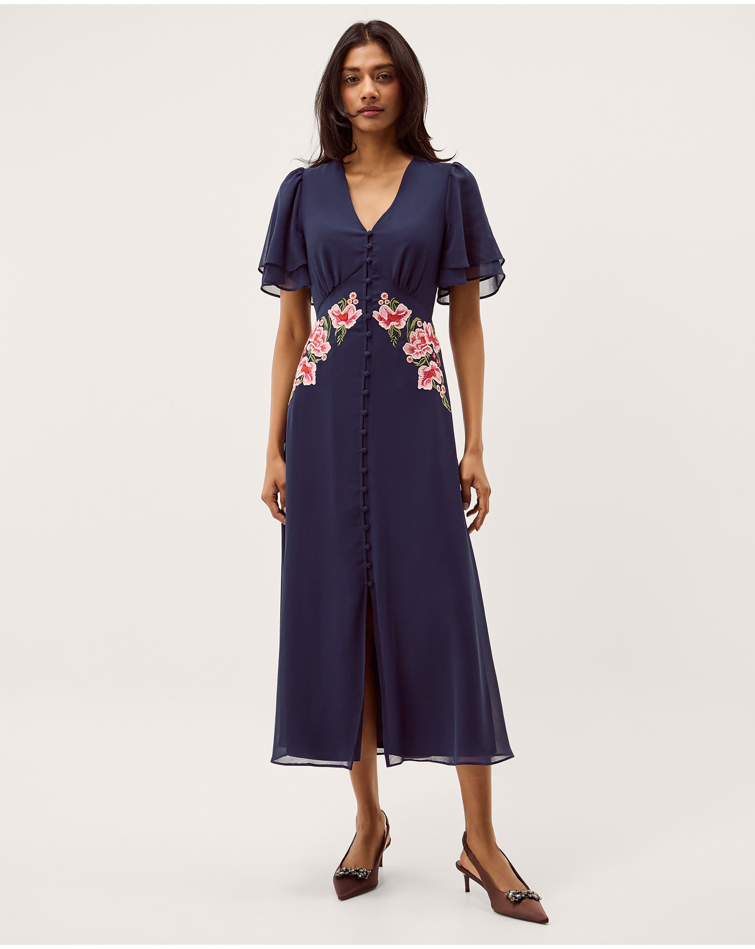 New In - Monsoon Coraline Floral Midi Dress
