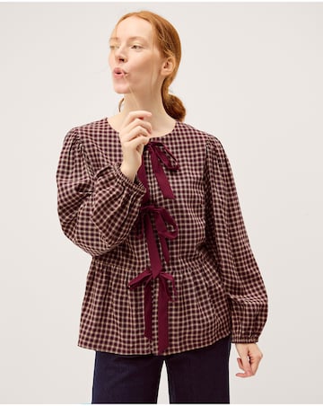 Monsoon Agatha Check Tie Front Blouse