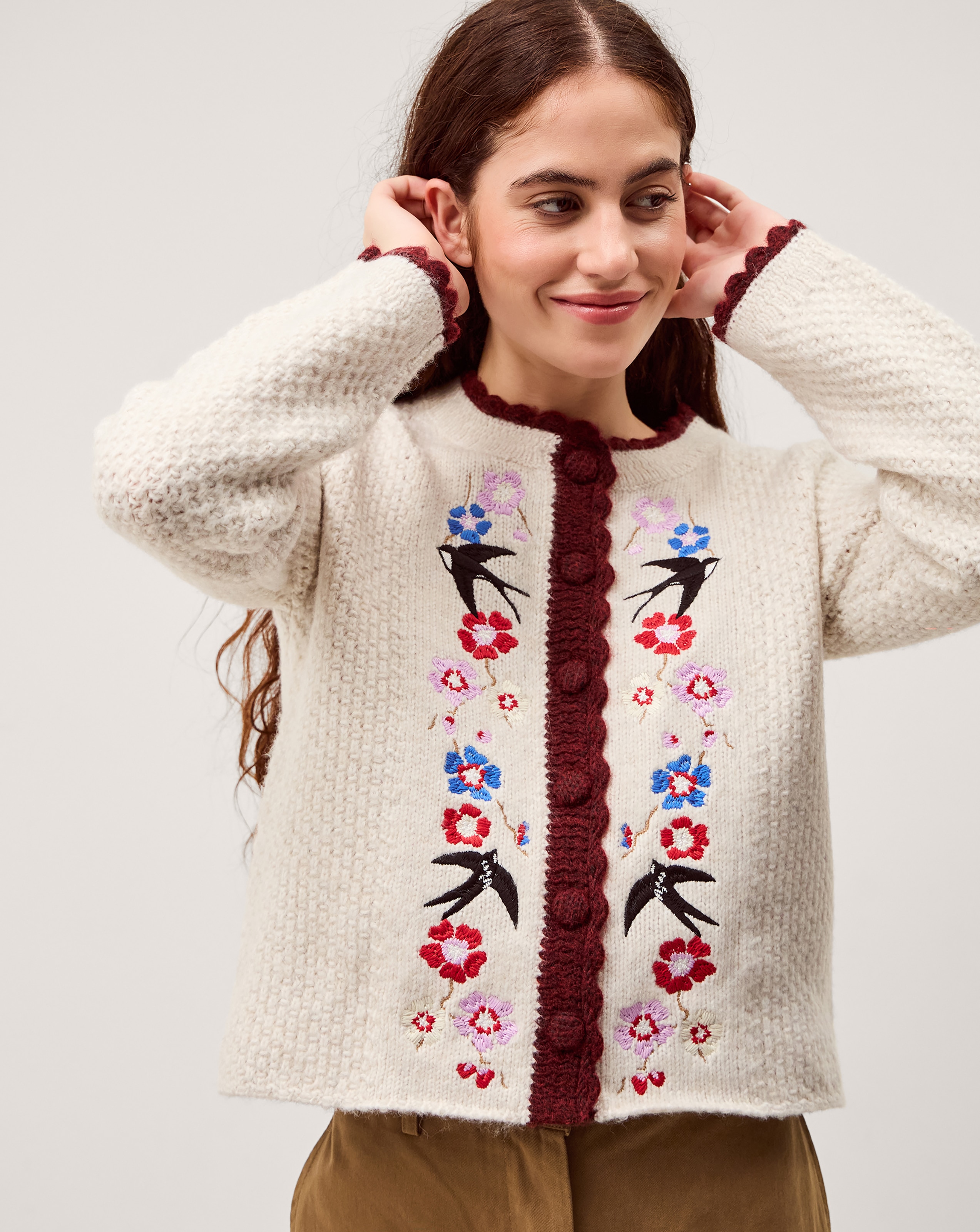 New In - Monsoon Etta Floral Scallop Cardigan