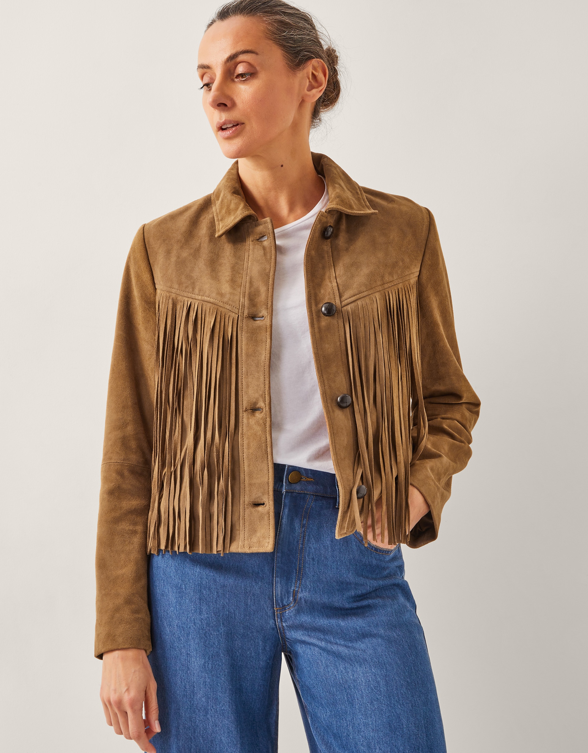 New In - Monsoon Lily Fringe Suede Jacket