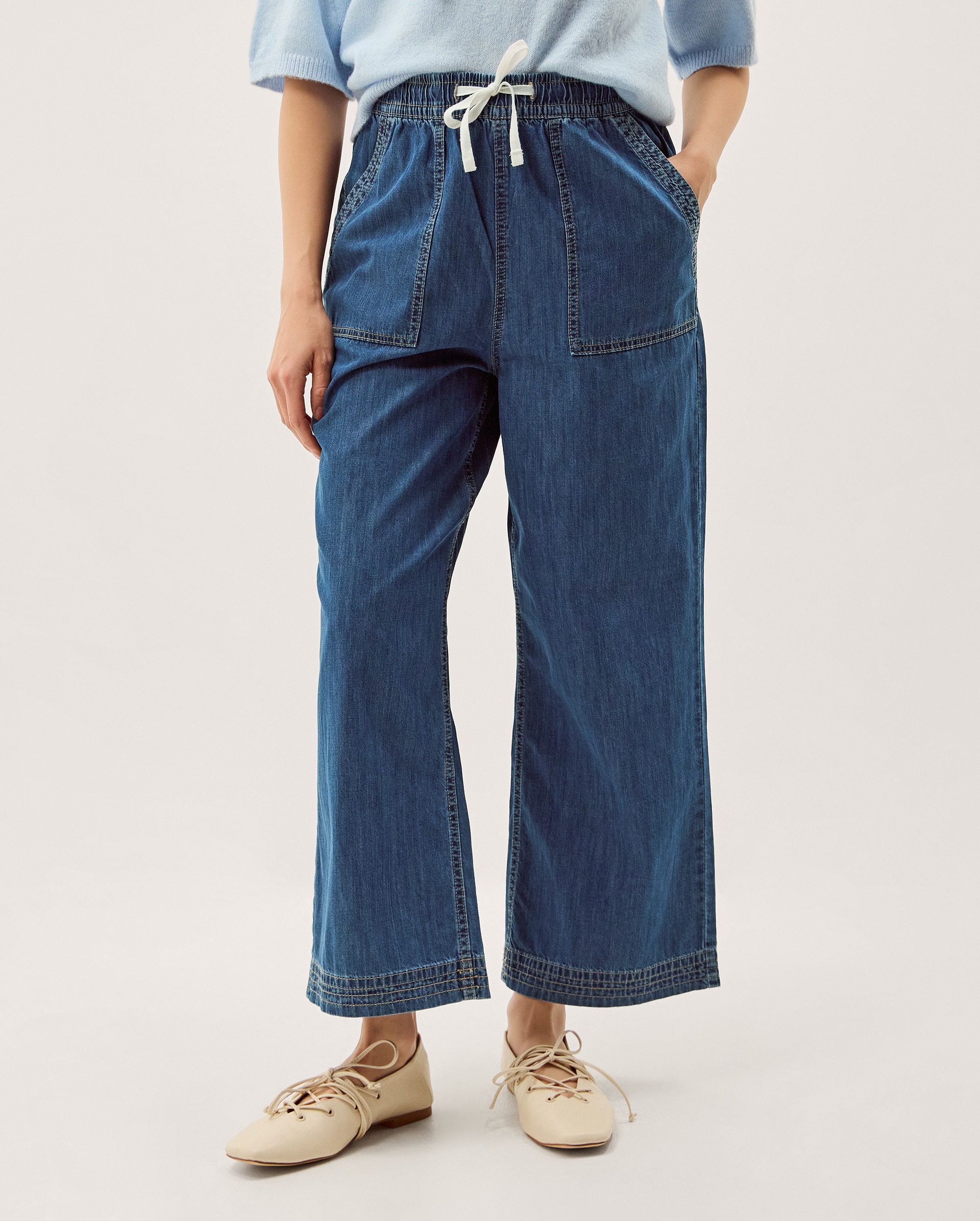 Monsoon Heidi Drawstring Wide Leg Jeans