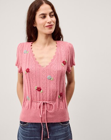 Monsoon Edie Floral Short Sleeve Jumper