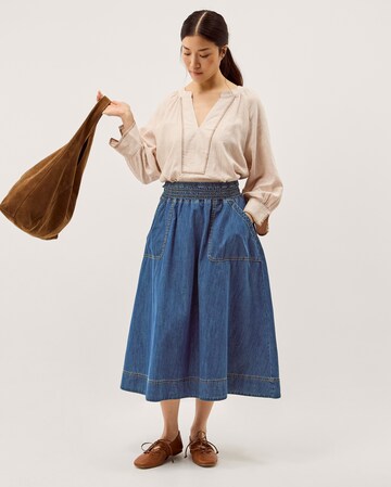 Monsoon Sophie Shirred Denim Midi Skirt
