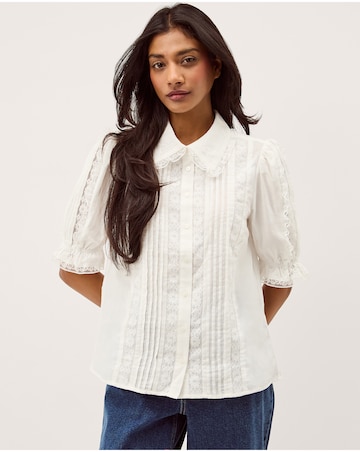 Monsoon Annette Puff Sleeve Lace Shirt