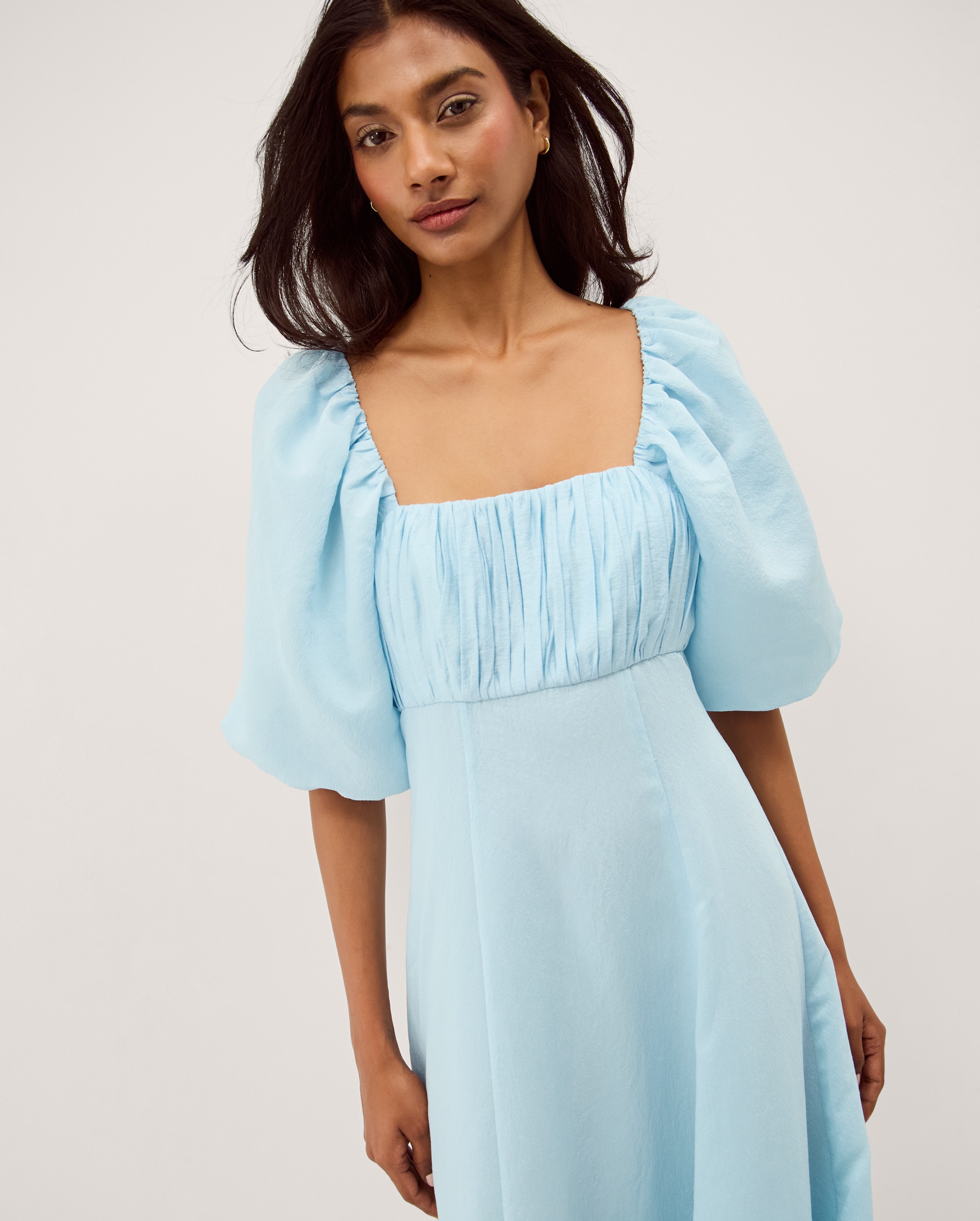 Monsoon Payton Puff Sleeve Midi Dress | JD Williams