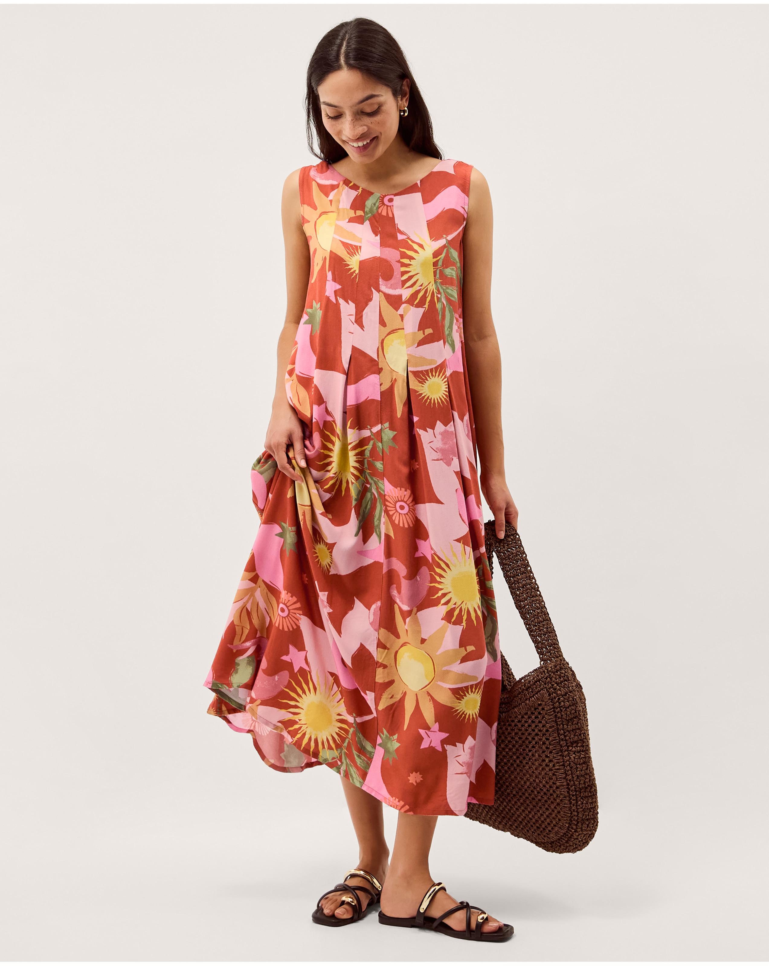 New In - Monsoon Anissa Print Pleated Midi Dress
