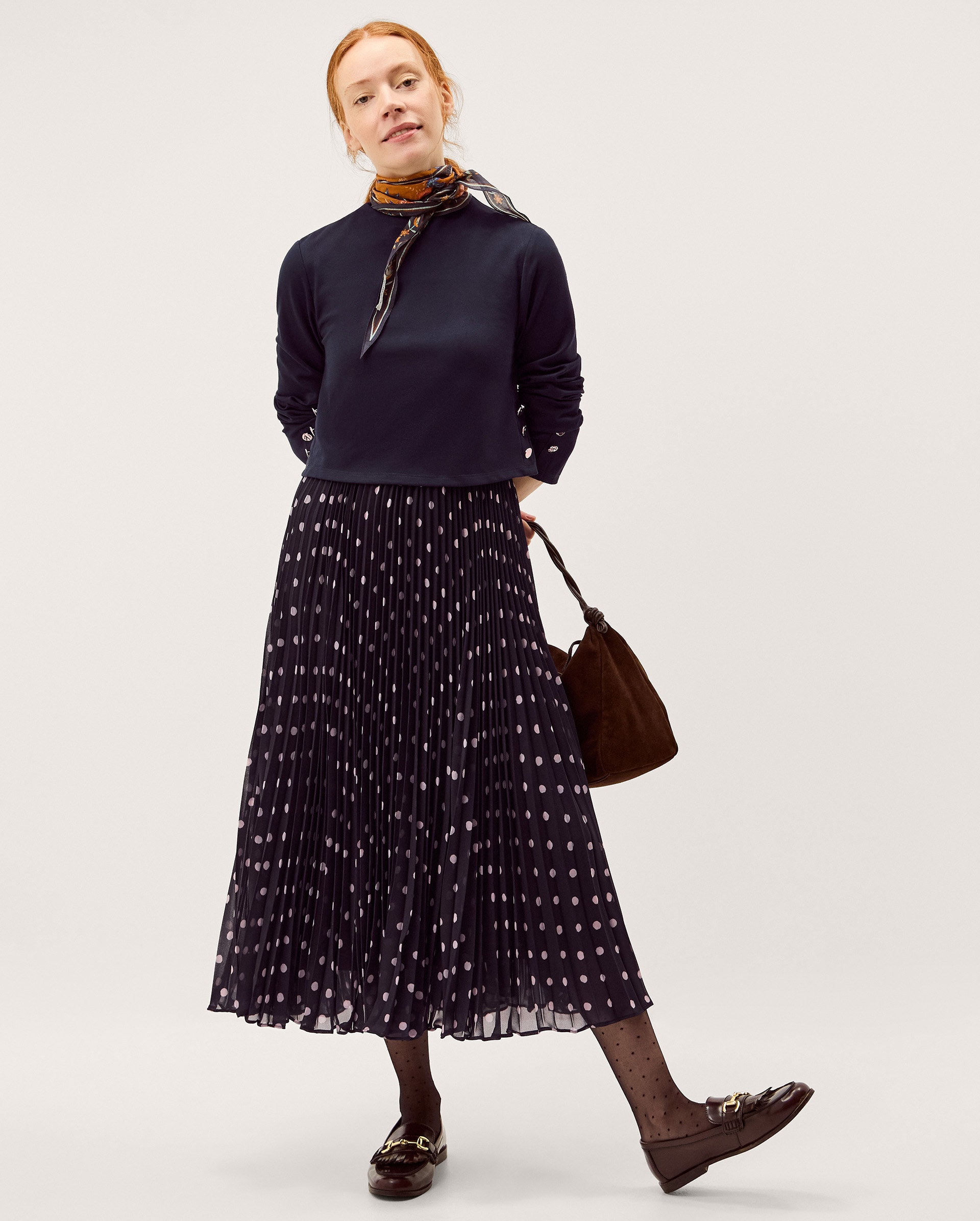 Monsoon Daisy Spot Pleated Midi Dress