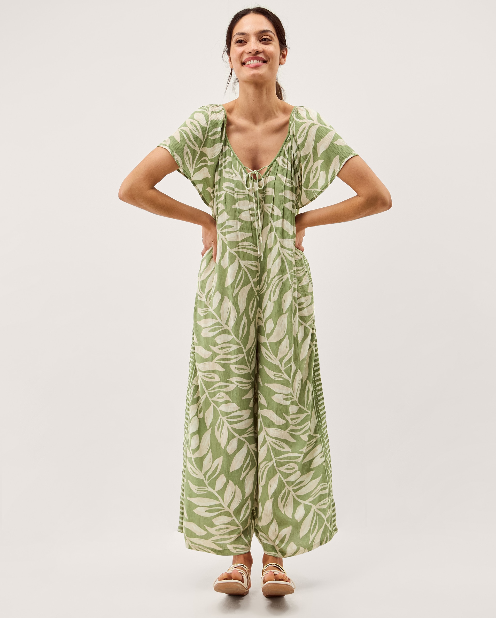 New In - Monsoon Lillie Leaf Print Jumpsuit