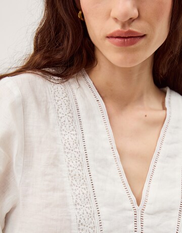 Monsoon Jayla V-Neck Lace Linen Blouse