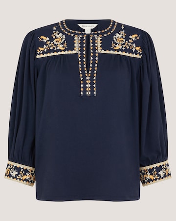 Monsoon Emi Embroidered Jersey Top
