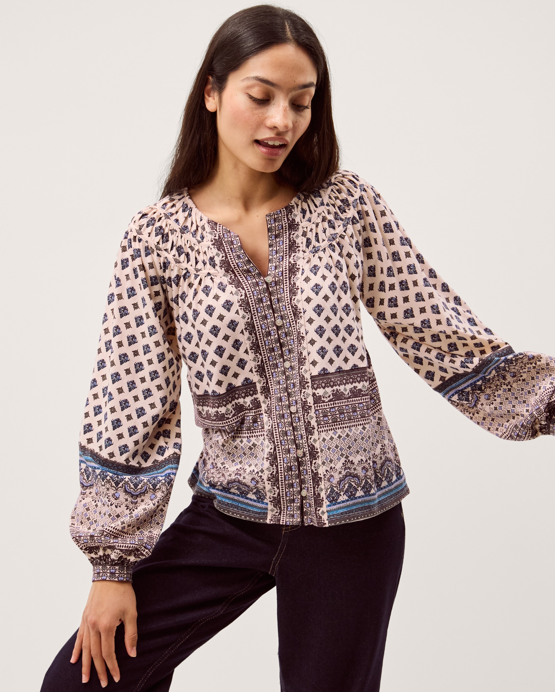 New In - Monsoon Hern Print Jersey Blouse