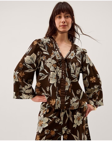 Monsoon Esther Floral Linen Blend Top