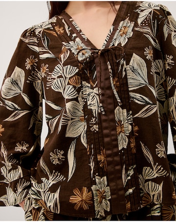 Monsoon Esther Floral Linen Blend Top