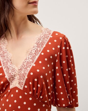 Monsoon Peri Polka Dot Jersey Midi Dress