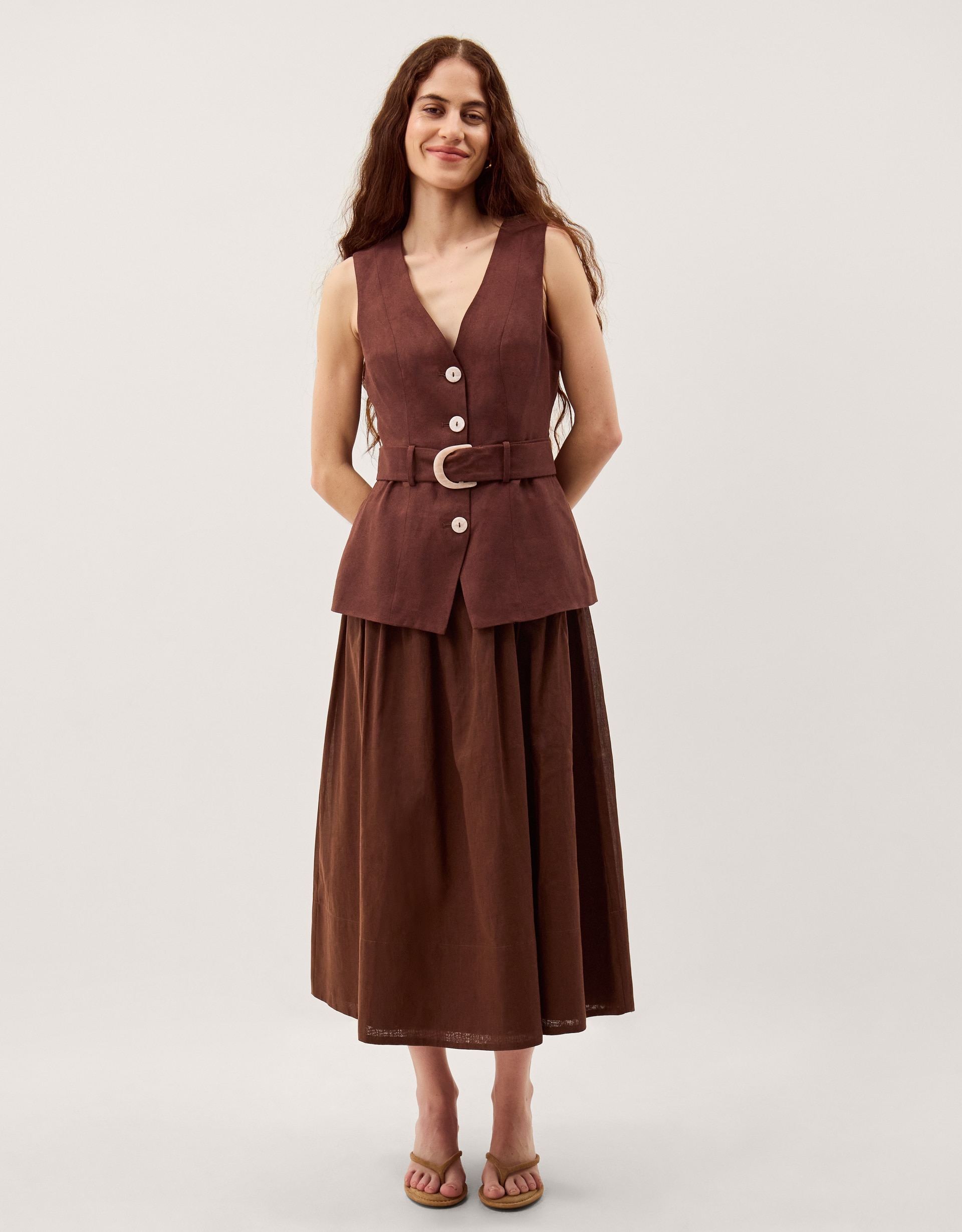 New In - Monsoon Margot Linen Blend Midi Dress