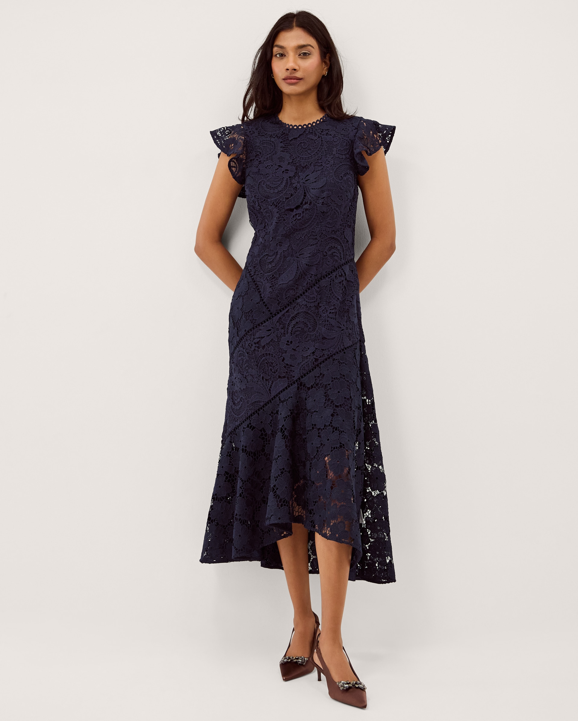 New In - Monsoon Gina Floral Lace Midi Dress