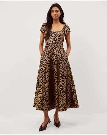 Anna Leopard Print Midi Dress