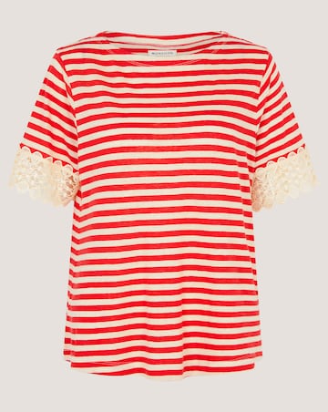 Monsoon Sasha Stripe Linen Blend T-Shirt