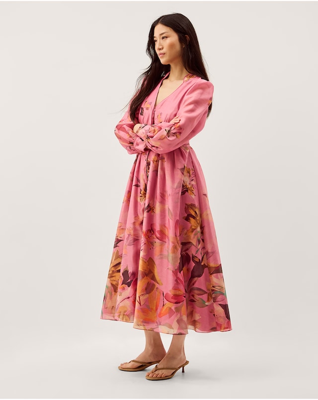 Monsoon Aimee V-Neck Floral Midi Dress