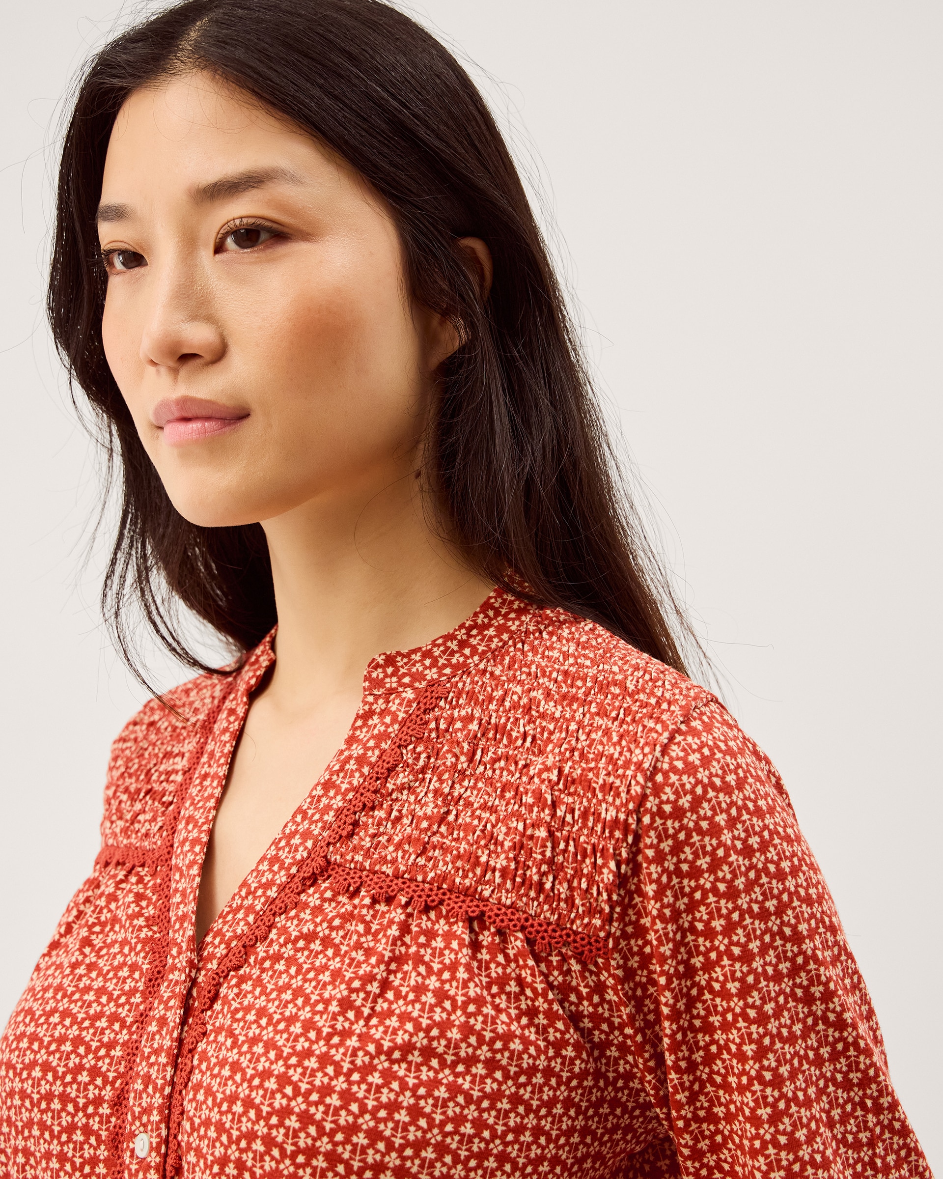 New In - Monsoon Palmer Print Smocked Jersey Top