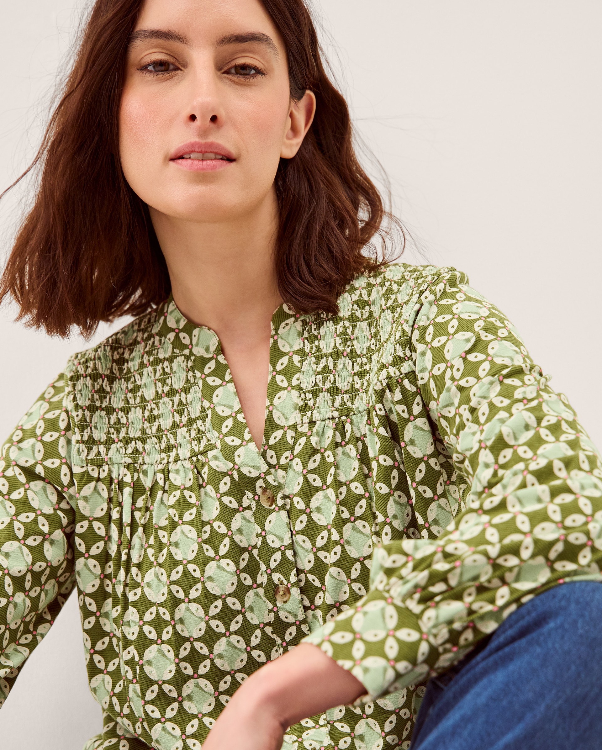 New In - Monsoon Kalani Geometric Jersey Blouse
