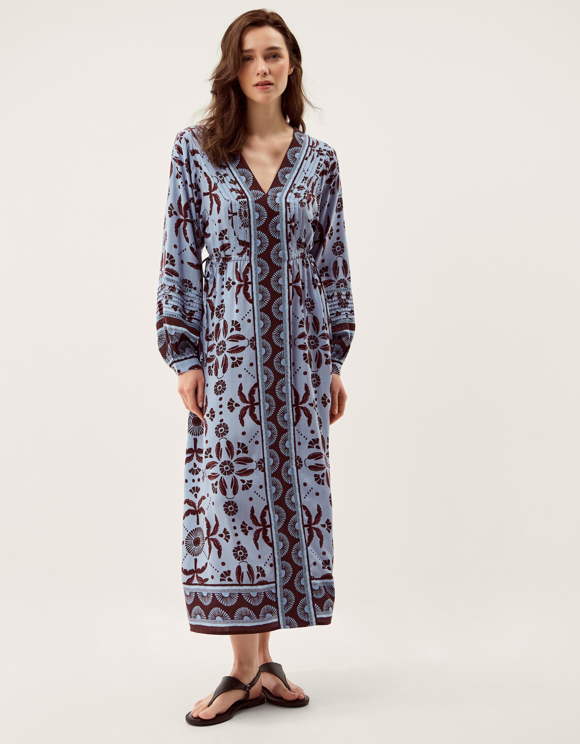 New In - Monsoon Thalia Palm Print Midi Dress