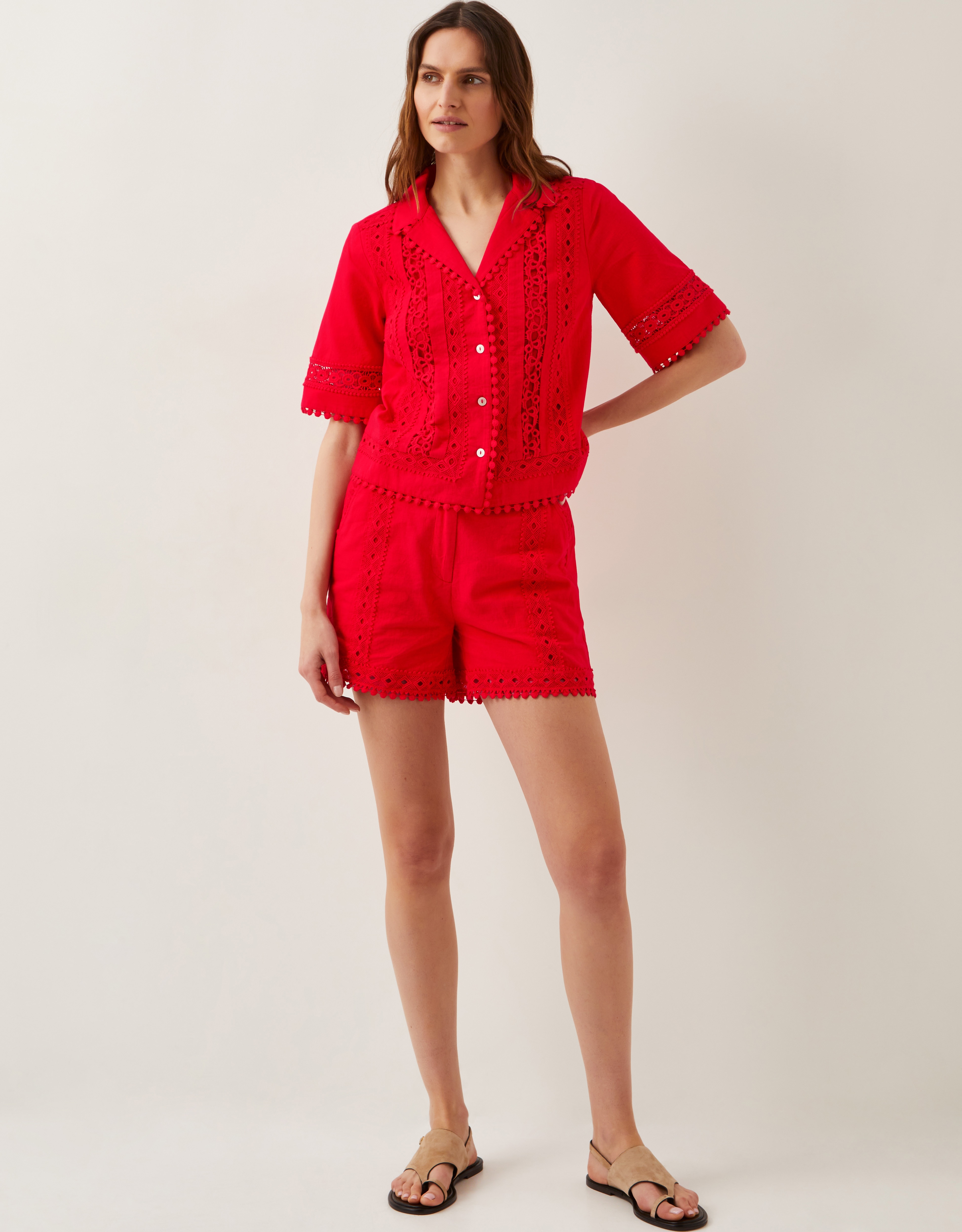 New In - Monsoon Irina High-Waisted Lace Shorts