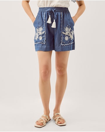 Monsoon Isla Embroidered Denim Shorts
