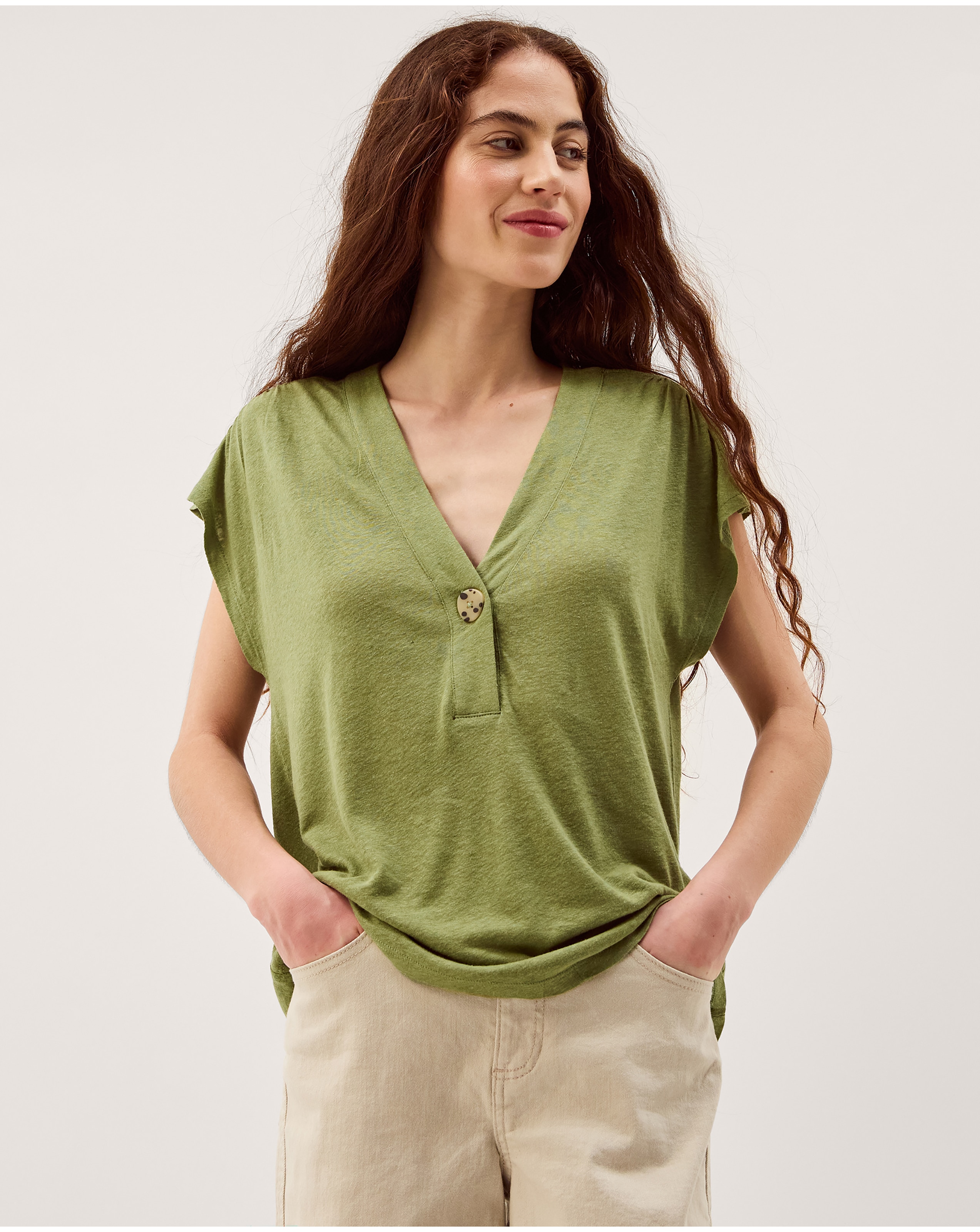 New In - Monsoon Lucy Linen Blend T-Shirt