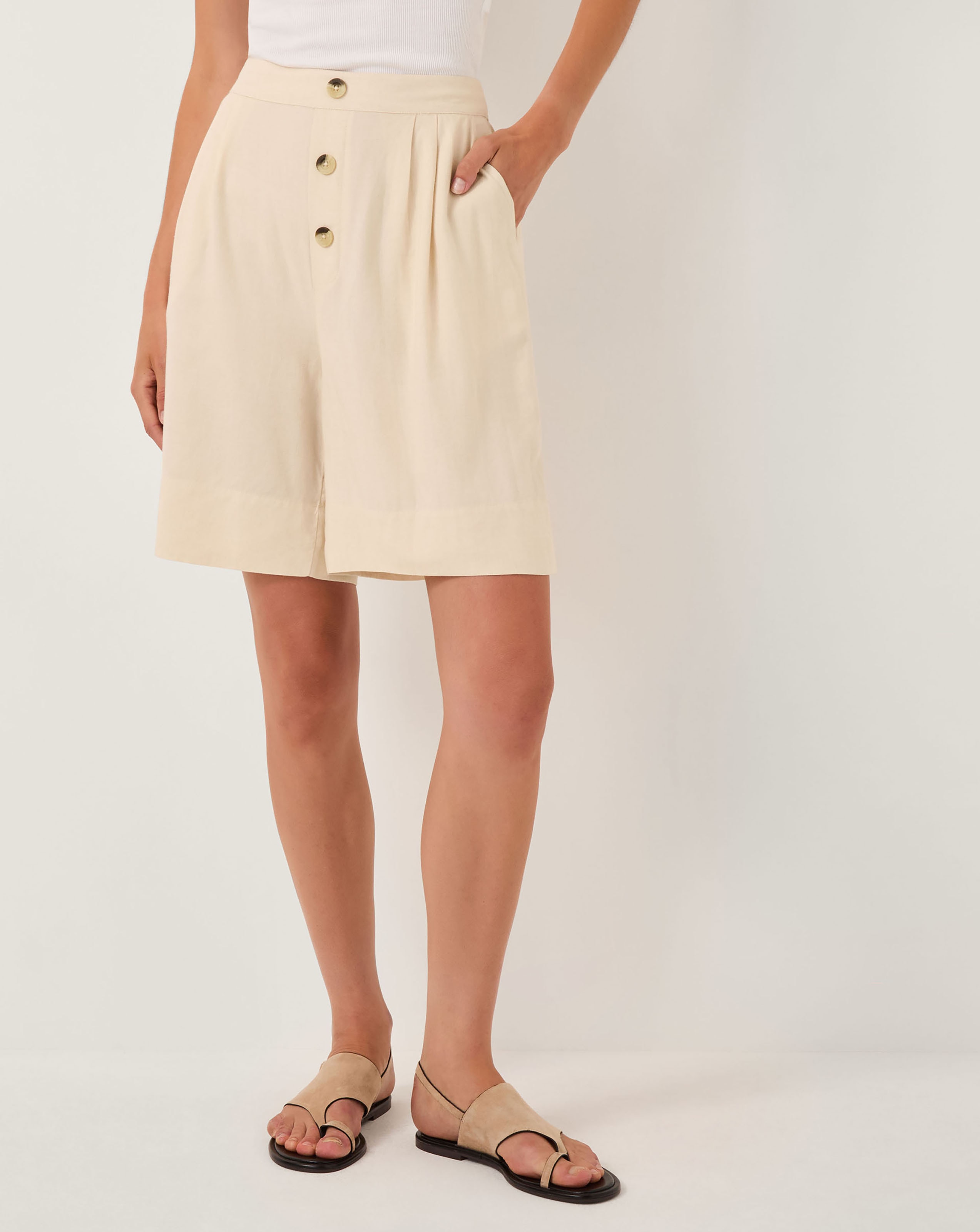 New In - Monsoon Lucy Linen Blend Longline Shorts