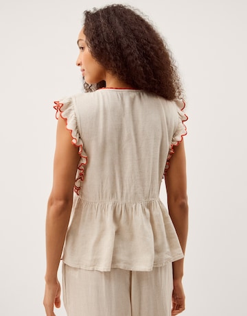 Monsoon Rhea Embroidered Linen Blend Top