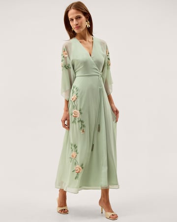 Monsoon Clara Floral Midi Wrap Dress