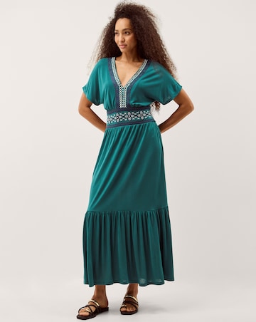 Monsoon Jacqui Embroidered Jersey Midi Dress