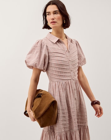 Monsoon Winnie Puff Sleeve Stripe Midi Dress