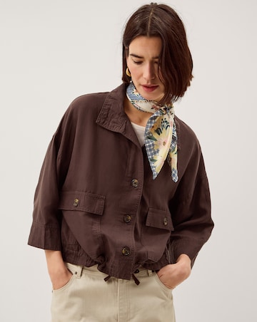 Monsoon Marie Funnel Neck Linen Blend Jacket