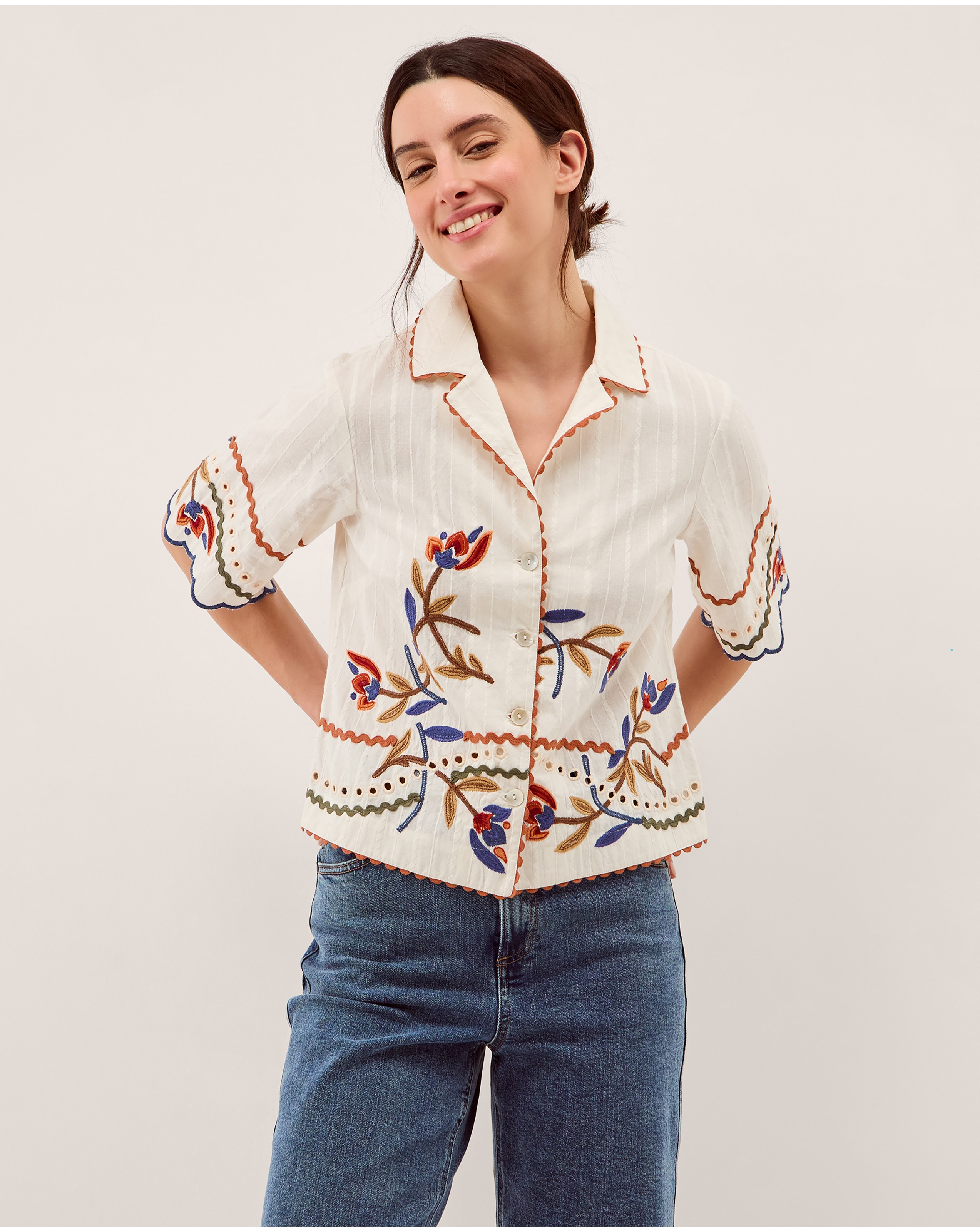 Monsoon Polly Floral Embroidered Shirt
