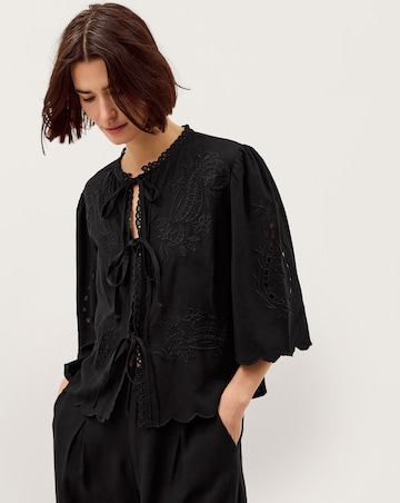 Monsoon Cindy Embroidered Tie Front Top