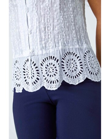 Roman Cotton Embroidered Crinkle Blouse