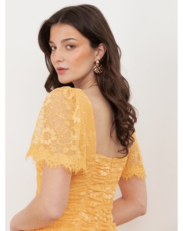 Maya Deluxe Ruched Lace Midaxi Dress