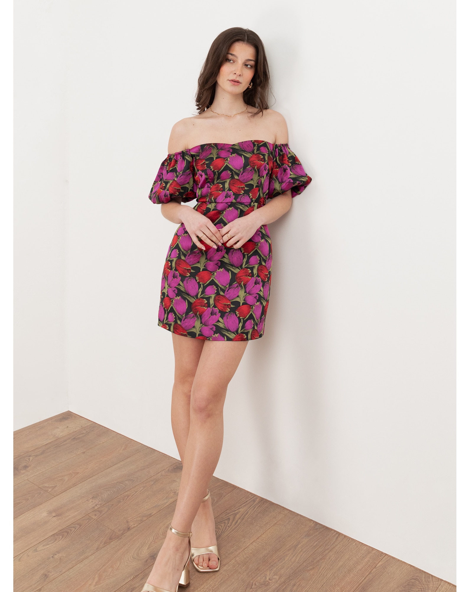 New In - Maya Deluxe Jacquard Bardot Mini Dress