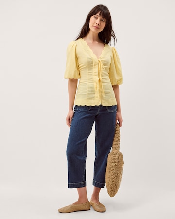 Monsoon Willow Puff Sleeve Tie Front Top